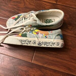 Vans Era Save Our Planet World Map Globe Earth Size US Women 7 Men 6.5. Preowned